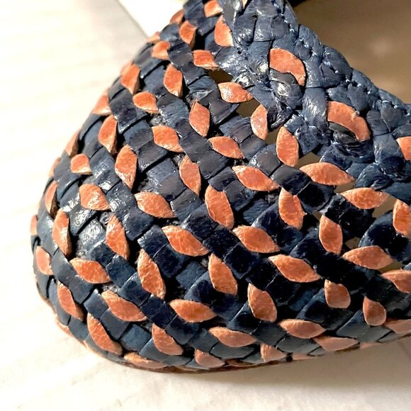 J. Crew Mona Dream Weaver Woven Pump Navy & Tan - Picture 3 of 8